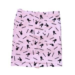 Joyrich x Playboy Pink All Over Logo Print Denim Cargo Mini Skirt Y2K